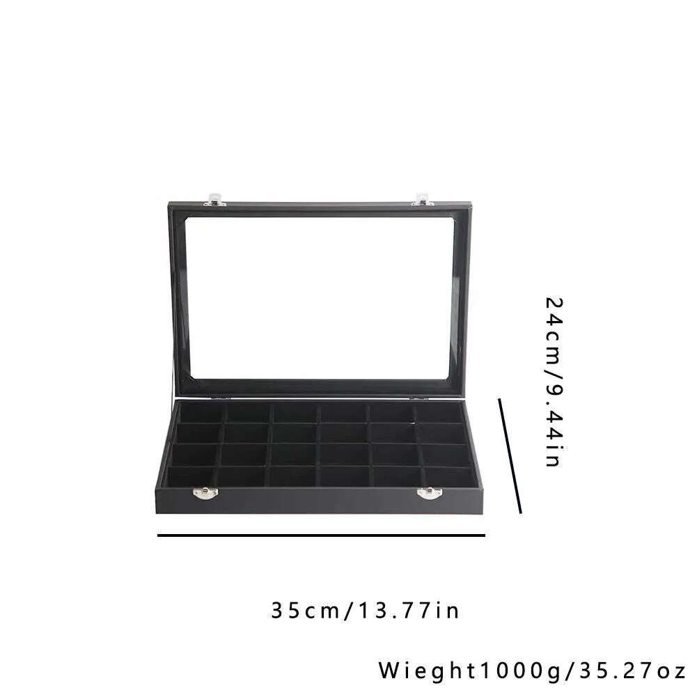 US 1-2 Pc 24-Grid Jewelry Display Tray with Velvet Lining Show Case High Quality