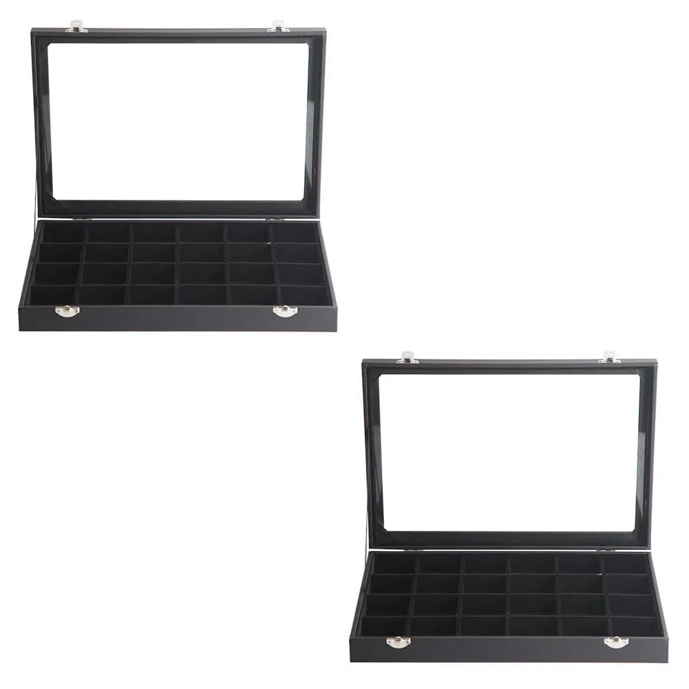 US 1-2 Pc 24-Grid Jewelry Display Tray with Velvet Lining Show Case High Quality