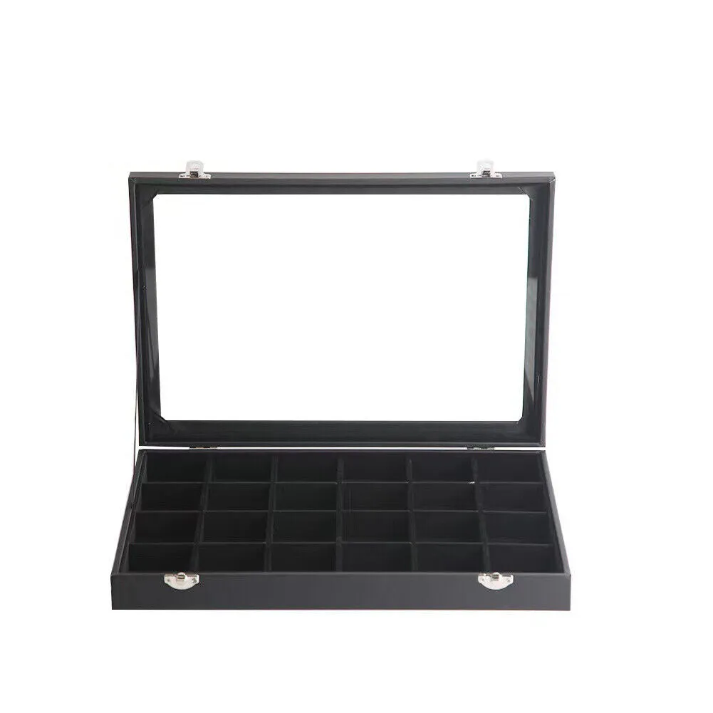 US 1-2 Pc 24-Grid Jewelry Display Tray with Velvet Lining Show Case High Quality