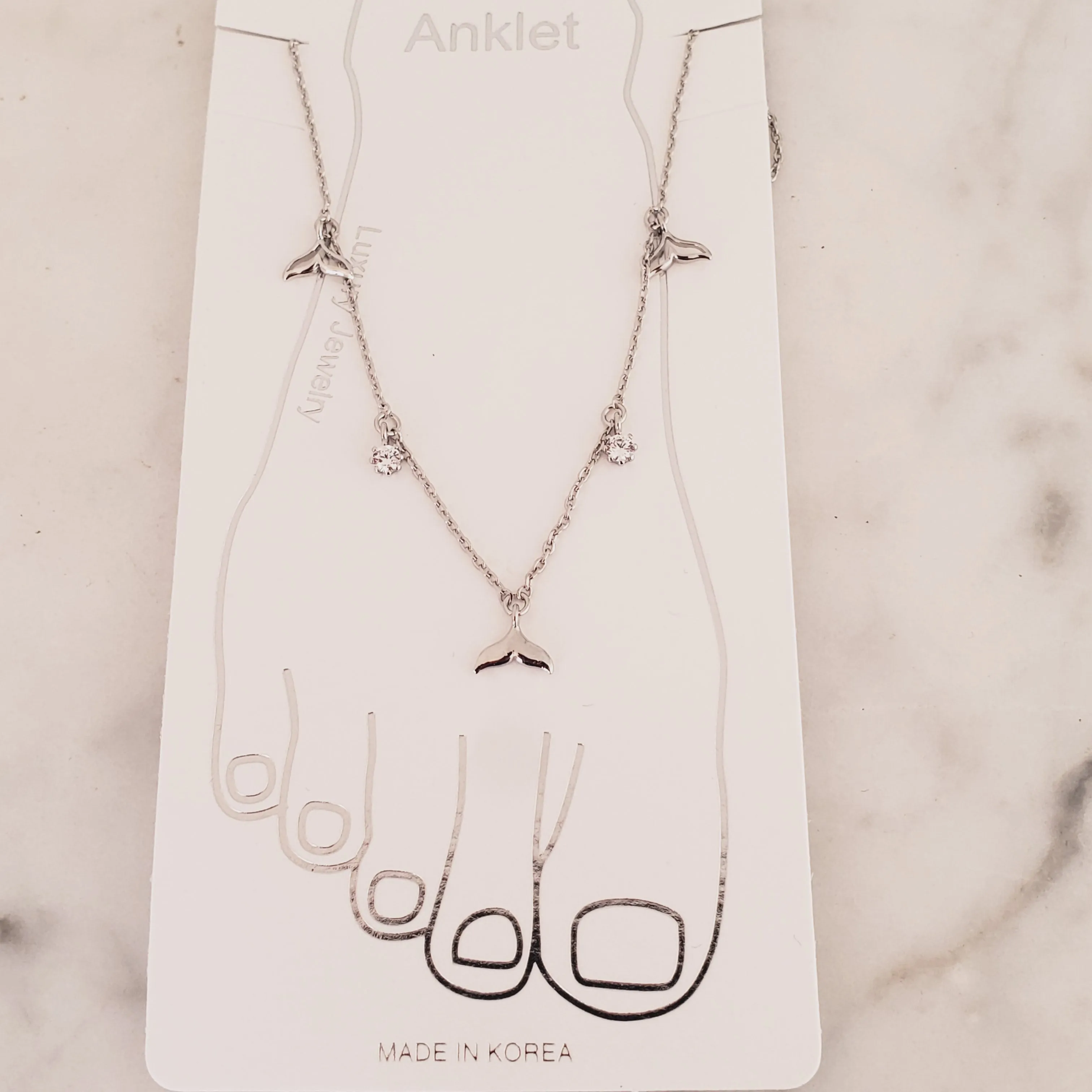 Whale Tale CZ Ocean Sealife Anklet