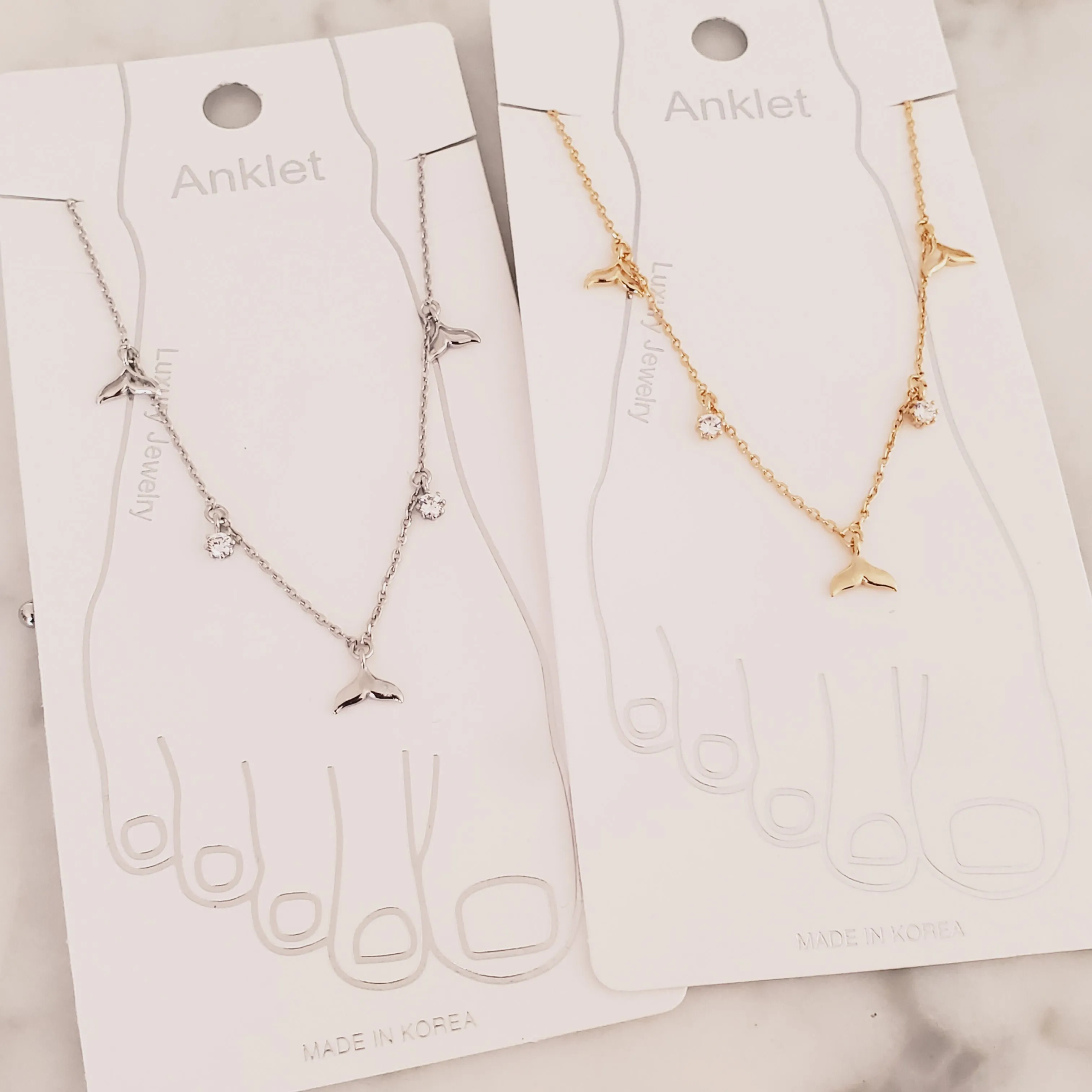 Whale Tale CZ Ocean Sealife Anklet