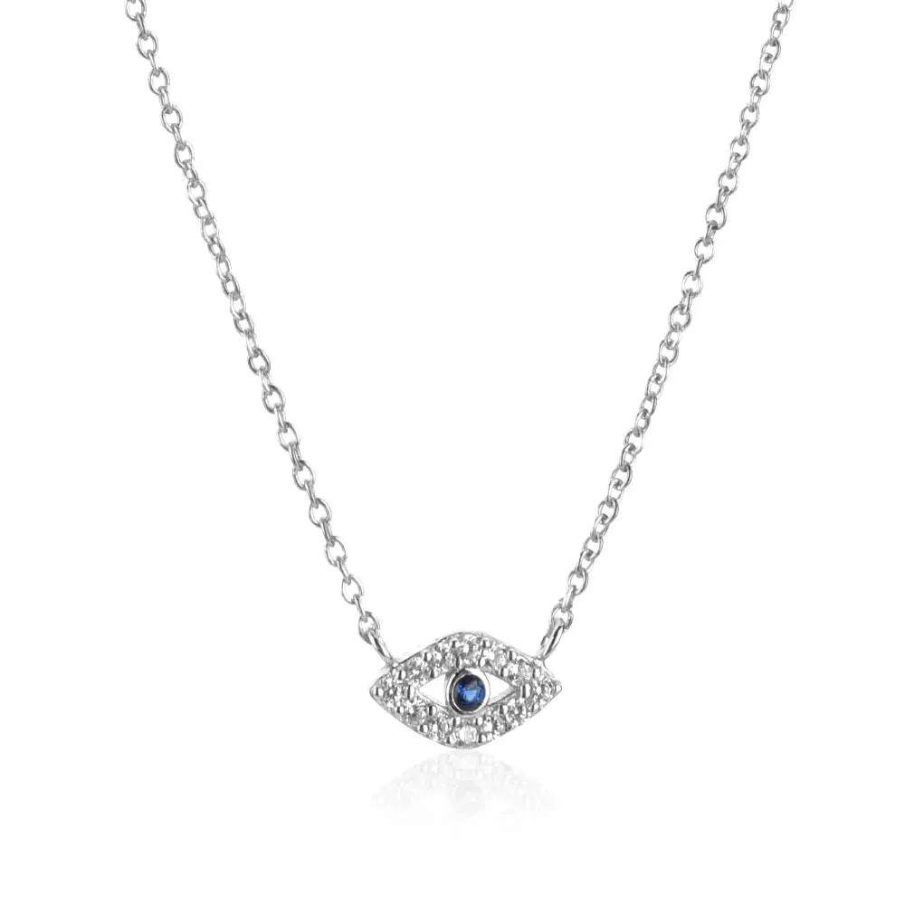 Winter Sterling Silver Gold Evil Eye Huggies Hoop Necklace Clips
