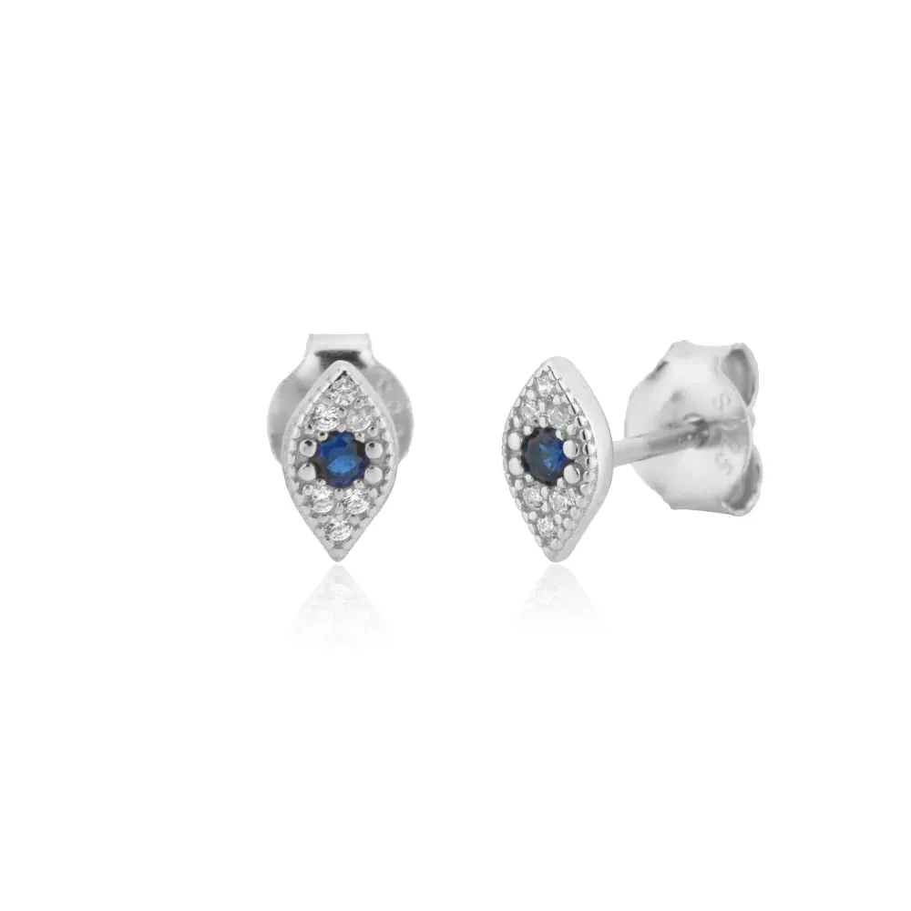 Winter Sterling Silver Gold Evil Eye Huggies Hoop Necklace Clips