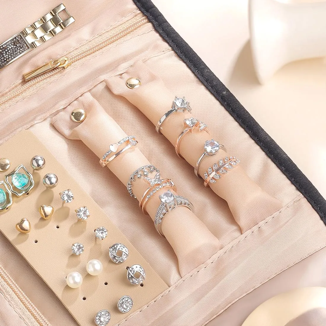 Yellow Chimes Jewellery Organiser Bag | Birthday Gifts for Women Girls | Portable Cosmetics Jewelry Organiser Box | Travel Jewelry Organizer Bag | Foldable Jewelry Case